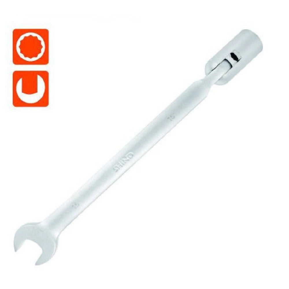 Trade Shop - Chiave Combinata 15mm Fissa E A Bussola Poligonale Con Snodo Cromo Vanadio 97563 -