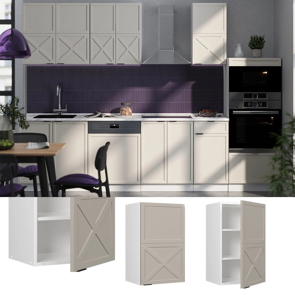 Pensile da cucina Fame-Line GrigioBeige/Bianco 45 cm Vicco