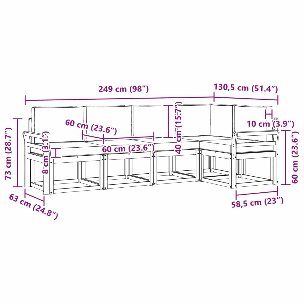 Set di divani da esterno 5 pz Bianco e Antracite 3387631