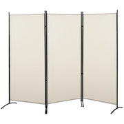 Paravento Separ¨¦ a 3 Pannelli Pieghevole ¨C Zephmum ¨C Metallo e Poliestere Beige 253x50x182cm