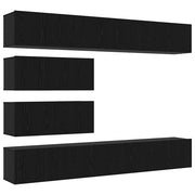 Set mobile TV 6 pz | Armadietto TV | Mobile Porta TV Rovere Nero Legno multistrato