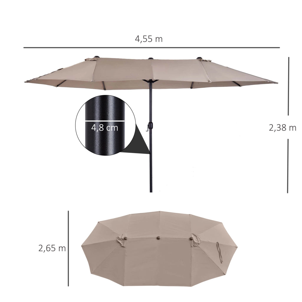 Ombrellone da Giardino Grande con Manovella ¨C zephmum ¨C Marrone 265x455x238 cm