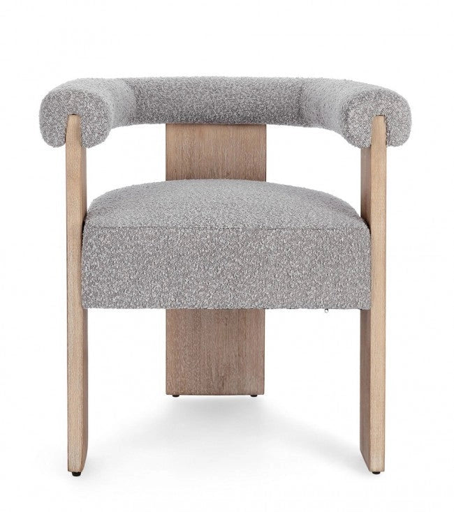 Sedia 70x60x71 cm Agape in Bouclè Naturale/Grigio