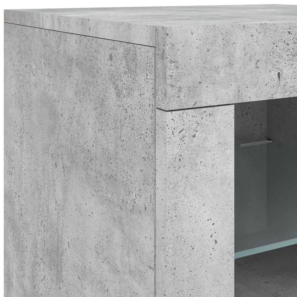 Credenza | Madia | Buffet da pranzo | Armadio da pranzo con Luci LED Grigio Cemento 181,5x37x67 cm