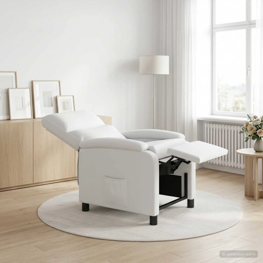 Divano Sedia-Poltrona reclinabile Bianco Similpelle 670309