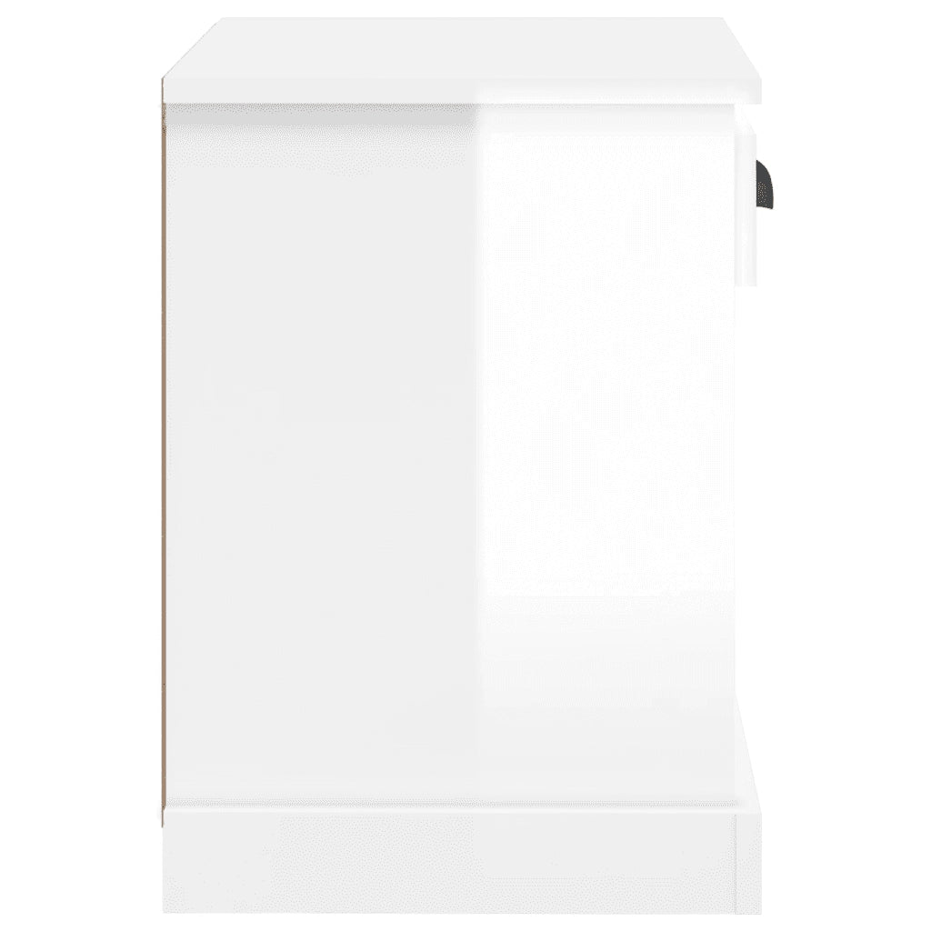 Set di 2 Comodini | Armadio da Notte | Mobiletto da notte Bianco Lucido 43x36x50 cm