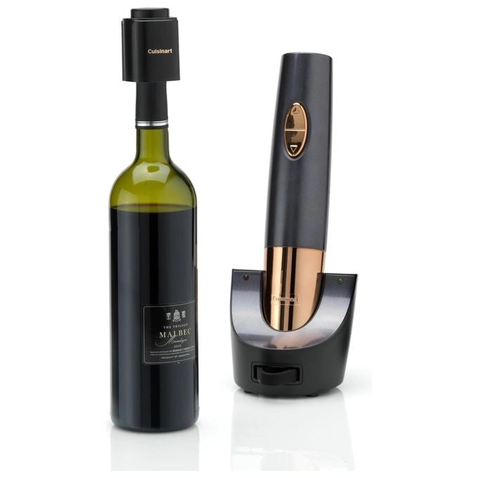 CUISINART CWO50E Apri Vino Automatico Ricaricabile con Docking Station e Tappo Sigillatore Sottovuoto Indicatore LED Batteria colore Nero