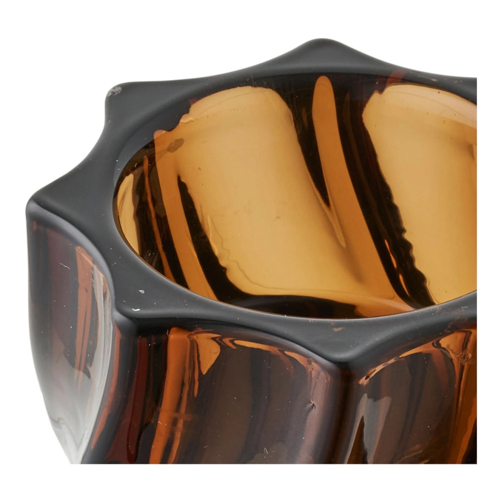 Portacandela HN24, Marrone, Vetro, 6x6x7,5 cm
