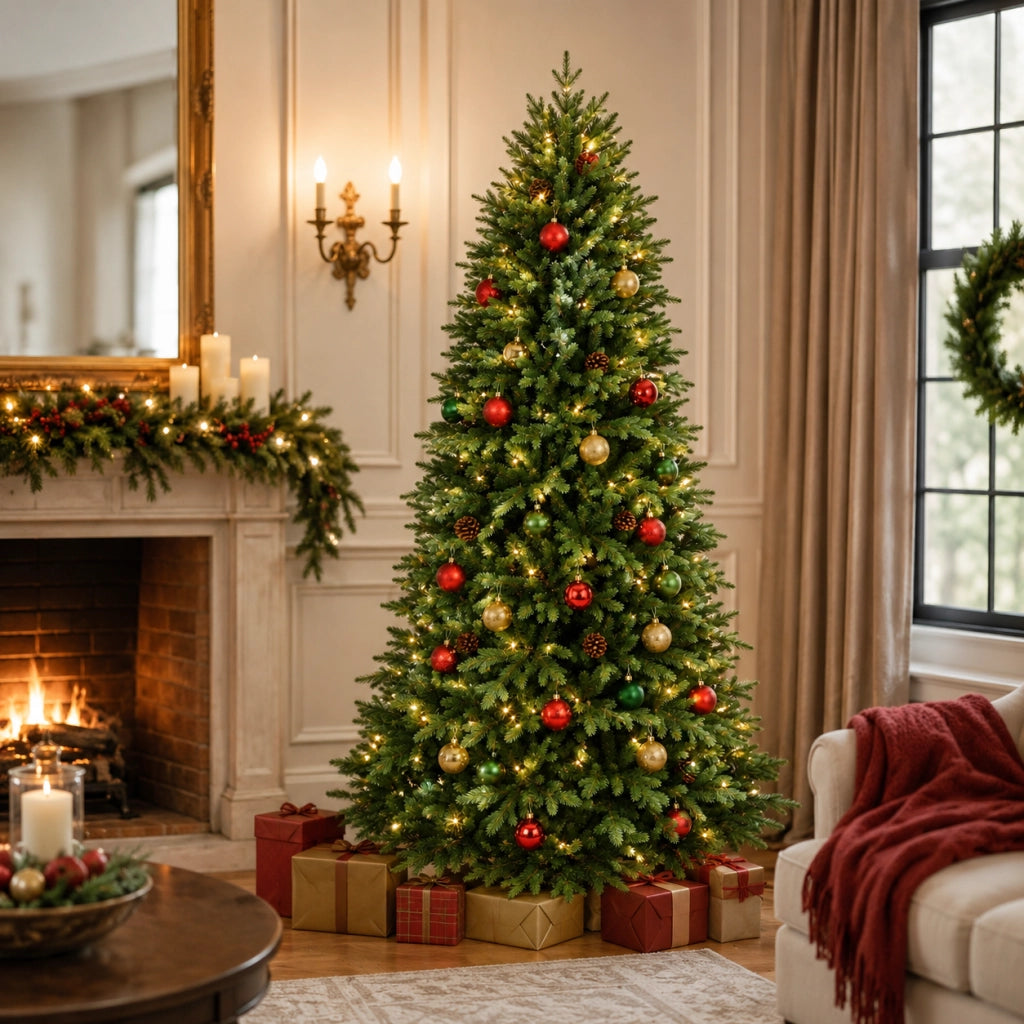 Albero di natale montano 270 cm artificiale folto ad alto fusto fortunato