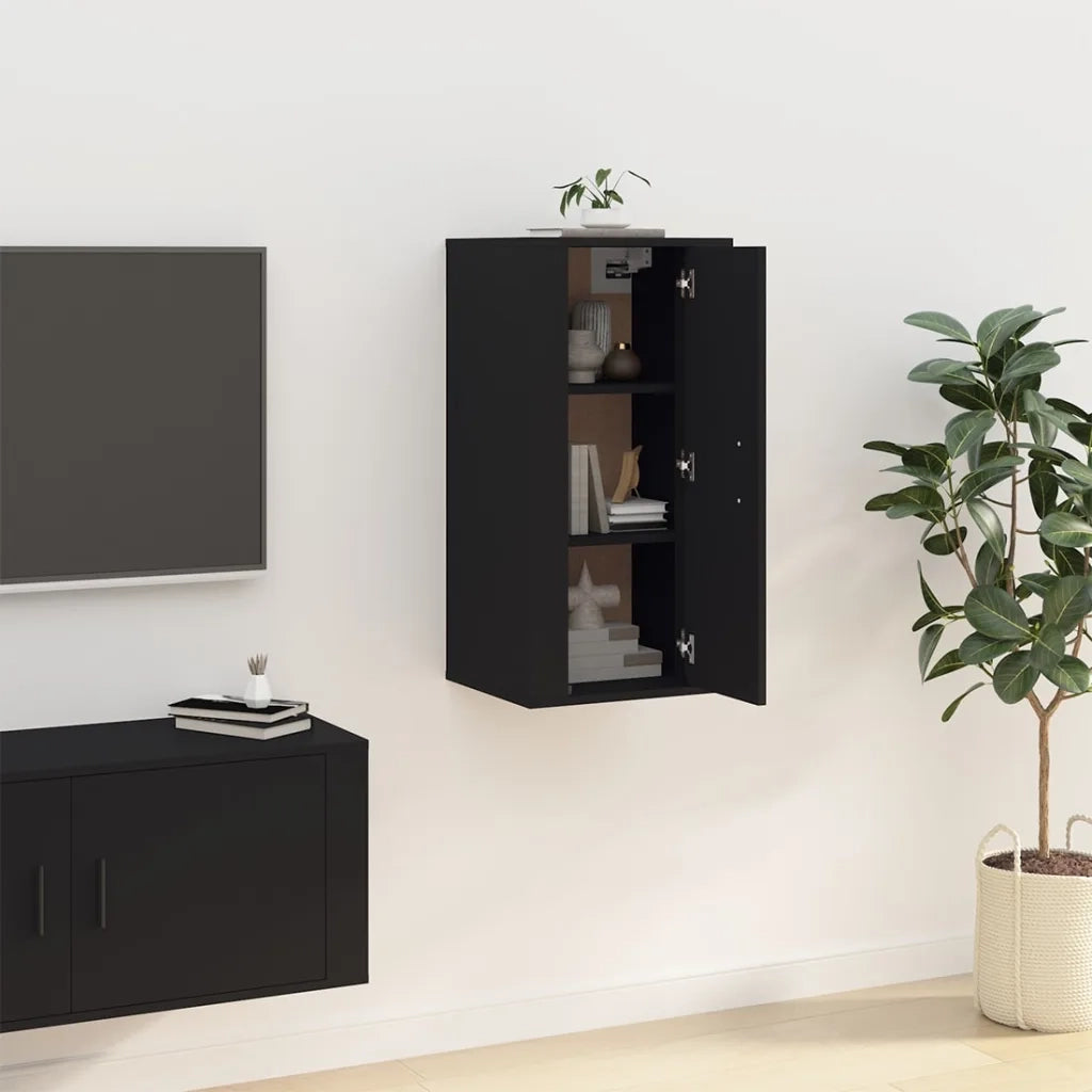 Mobile Porta TV a Parete Nero 40x34,5x80 cm cod mxl 6056