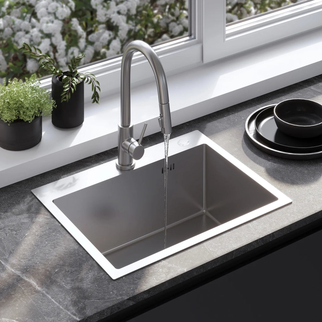 Lavello In Acciaio Con Set Di Accessori 3 Pz. Rea Liam Brush Nickel Accessori grigi
