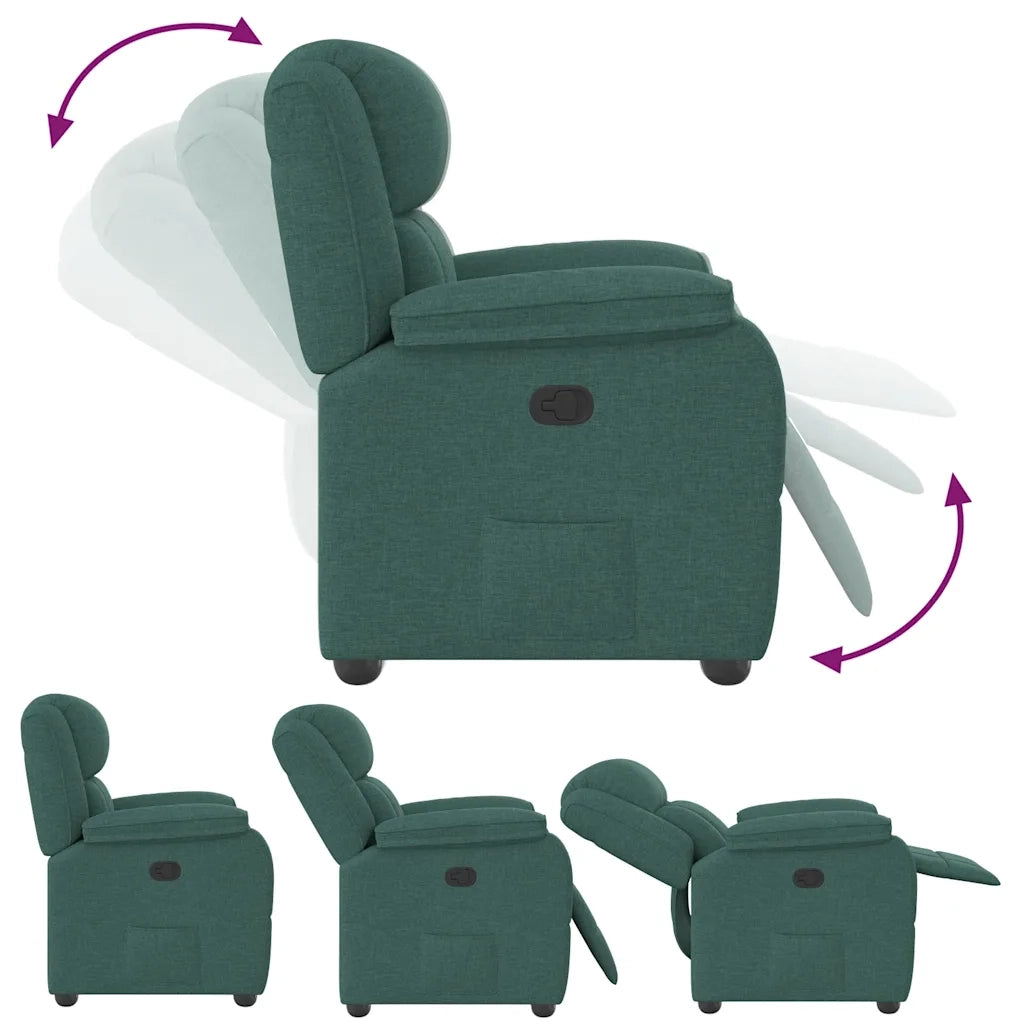 Divano Sedia-Poltrona Reclinabile in Tessuto Verde Scuro 599536