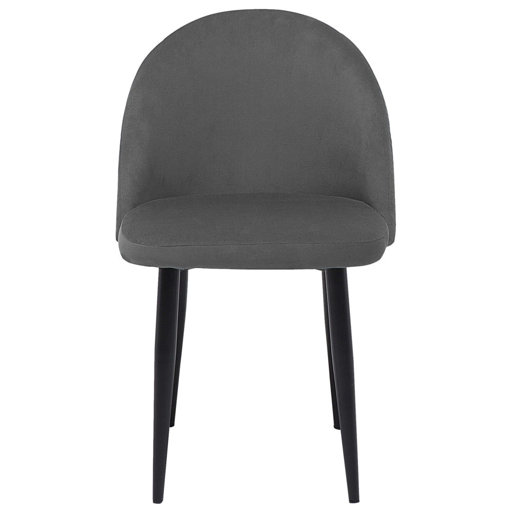 Set di 2 sedie da pranzo in tessuto di velluto grigio moderno design retrò gambe oblique nere