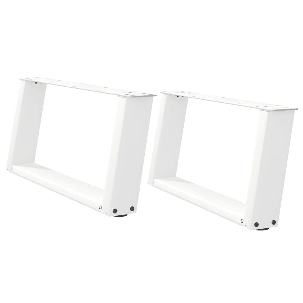 Set di 2 gambe per tavolino da caffè a forma di U 60 x 30 cm design moderno e stabile con piedini livellatori acciaio bianco 02_0057034
