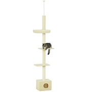 Albero tiragraffi per gatti con nicchia ¨C zephmum ¨C naturale 31x44x240cm