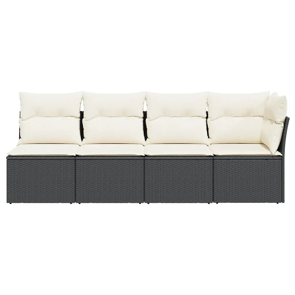 Divano da Giardino con Cuscini a 4 Posti Nero in Polyrattan 365999