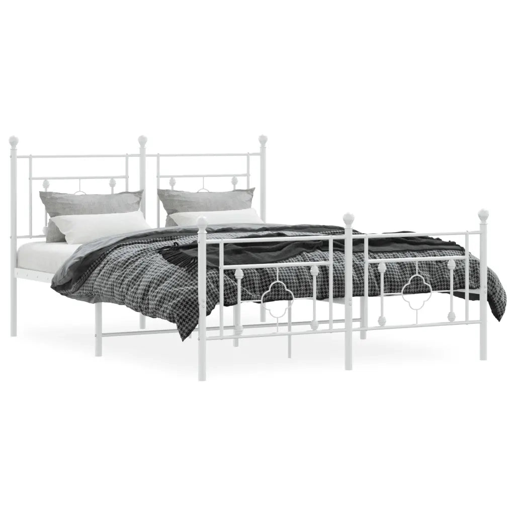 Giroletto con Testiera e Pediera-Struttura Letto Metallo Bianco 140x190 cm 810748