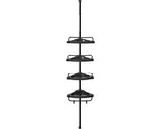 Plank di doccia - Organizzatore della camera da bagno - Comparto di magazzino - Acciaio e PP-plastica - Leggero - Altezza regolabile - 35 cm x 25 cm x (85-305) cm