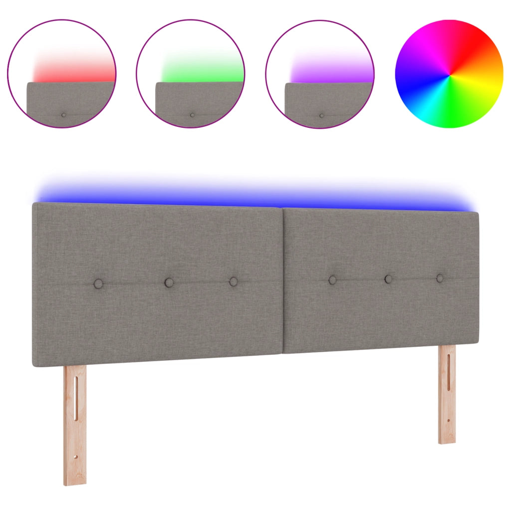 Testata LED Tortora con Pulsanti 160 cm Tessuto