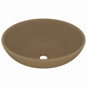 Lavabo ovale di lusso da appoggio WC lavabo bagno stanza cosmetica interno casa 40 x 33 cm ceramica crema opaca 02_0002672