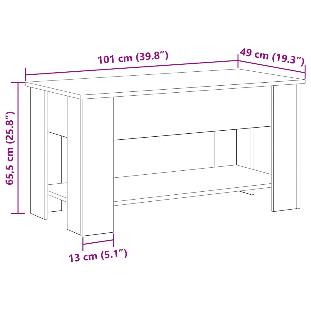 Tavolino da caffÃ¨ in rovere nero - 101x49x52 cm fatto di legno ingegnerizzato