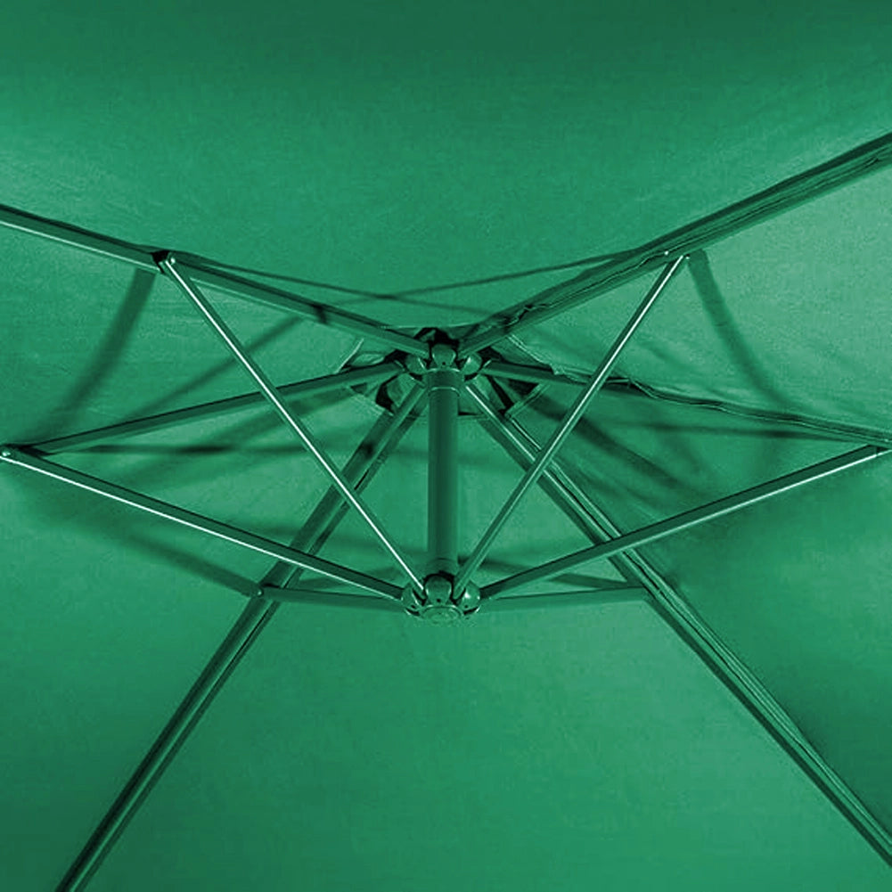 Ombrellone Giardino Decentrato 3x3Metri Full Verde Palo Metallo Gazebo Piscina