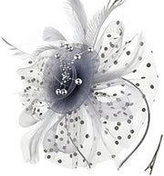 Fascinator Vintage per Capelli - Cappello per Donna - Set di Fili e Fiocchi - Adatto per Donne/ Ragazze - Grigio - Design Elegante