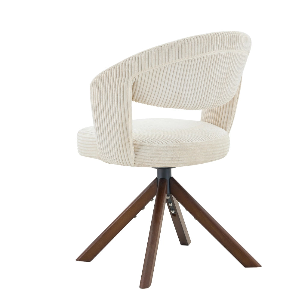 Sedie da Pranzo Girevoli Retro Set 2 ¨C MINIMAL ¨C Crema, Gambe in Legno Massello Noce