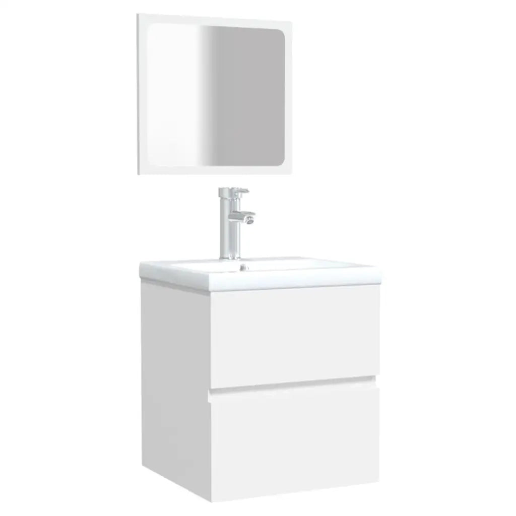 Mobile da Bagno con Specchio Bianco in Legno Multistrato