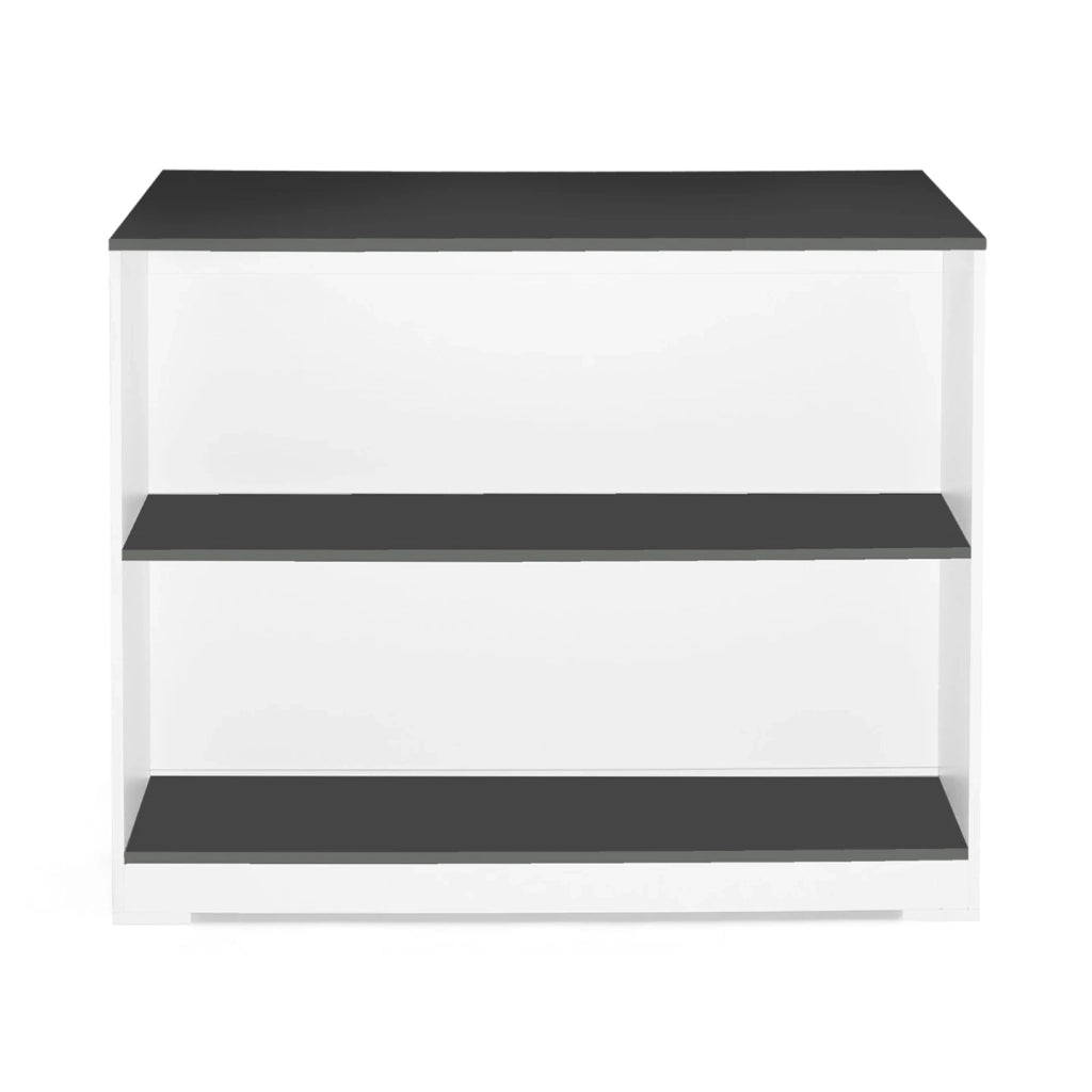 IDMarket - Tavolo bar a isola JUNO, legno bianco e piano grigio