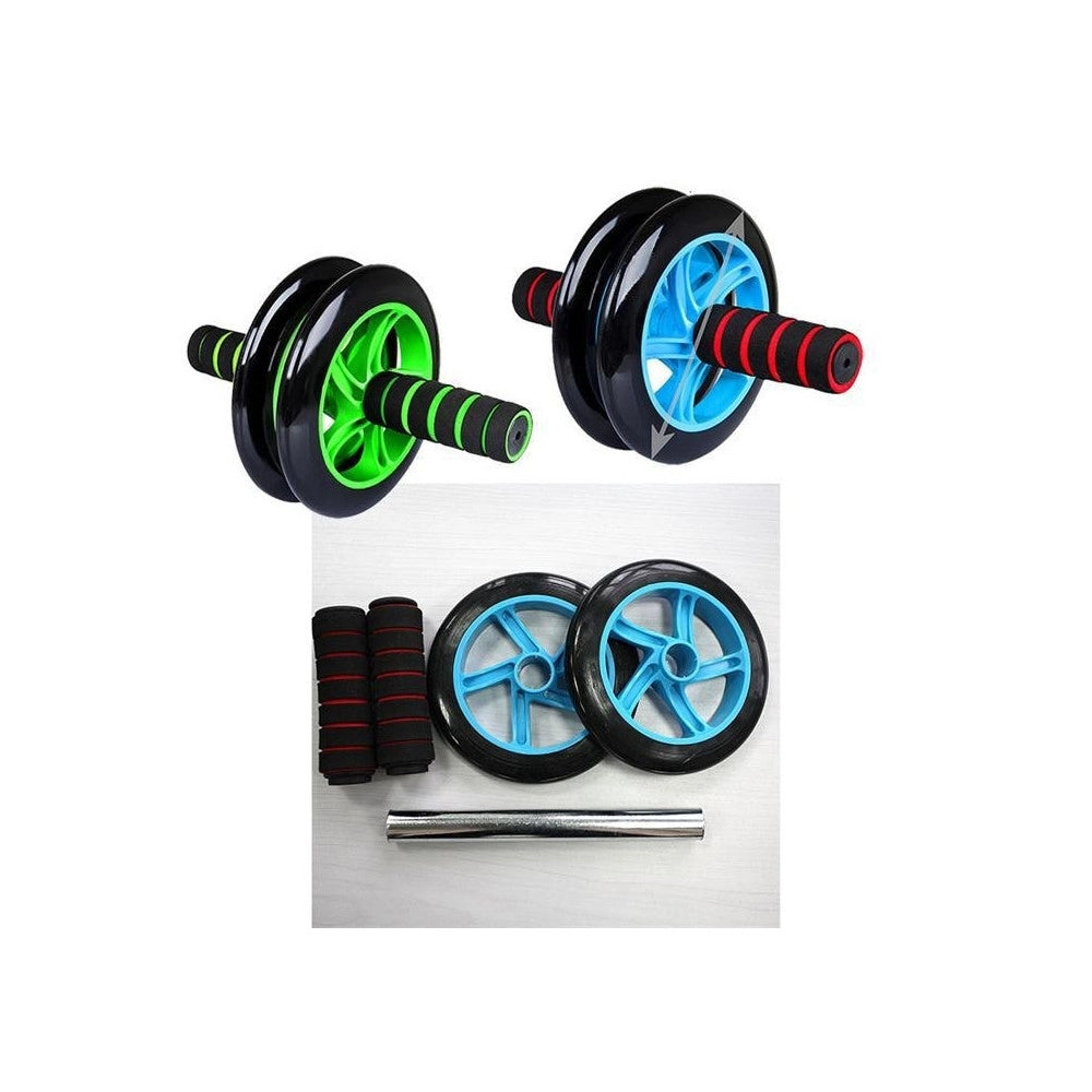 Trade Shop - Doppia Ruota Per Allenamento Muscoli Addominali Con Tappetino Palestra Fitness -