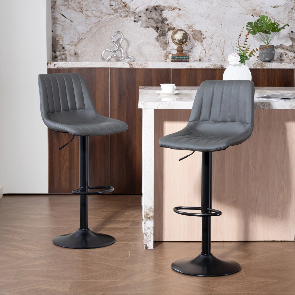 Sgabelli Bar 2 Pezzi Retr¨° con Poggiapiedi Altezza Regolabile ¨C Zephmum ¨C 43x49.5x111 cm
