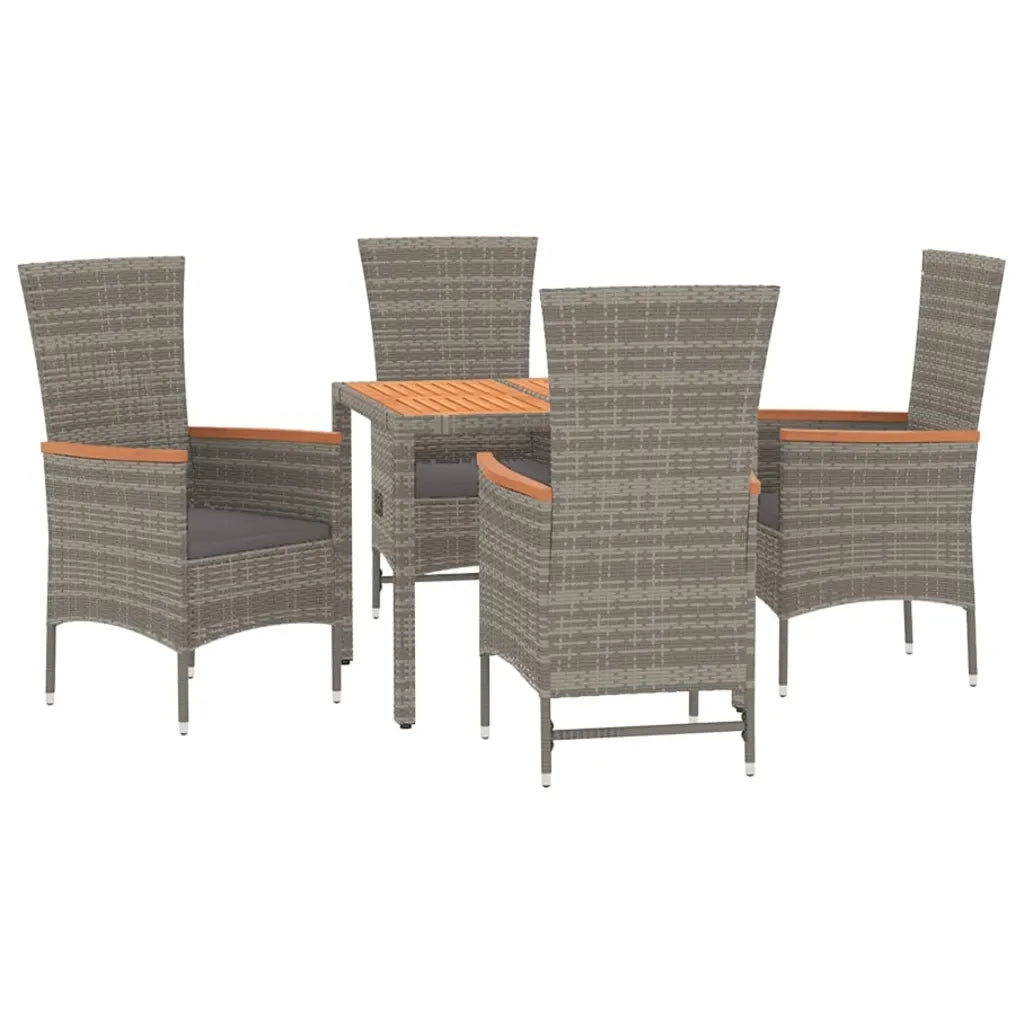 Set da Pranzo da Giardino 5 pz con Cuscini in Polyrattan Grigio 3157536