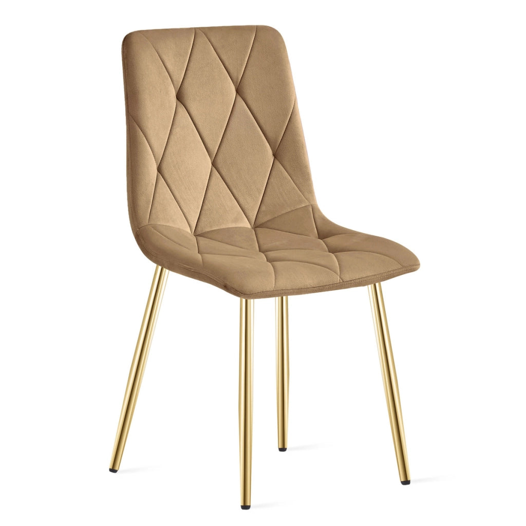 Sedia Libra in Velluto Marrone e Gambe Oro