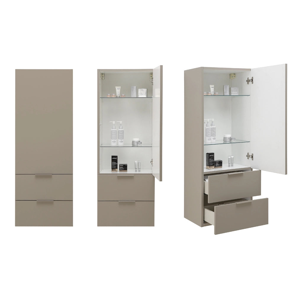 Colonna bagno sospesa 110 cm tortora opaco con anta e cassetti Matisse