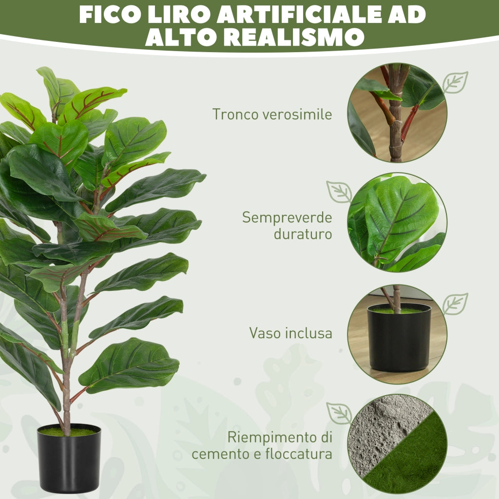 Pianta Finta Ficus Lyrata ¨C zephmum ¨C Verde 80 cm con Vaso