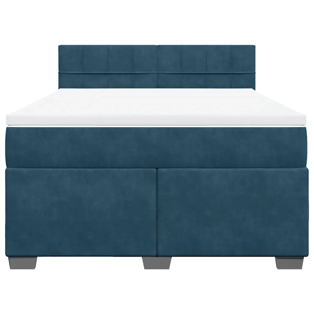 Giroletto a Molle con Materasso Blu Scuro 140x190 cm in Velluto 3286310