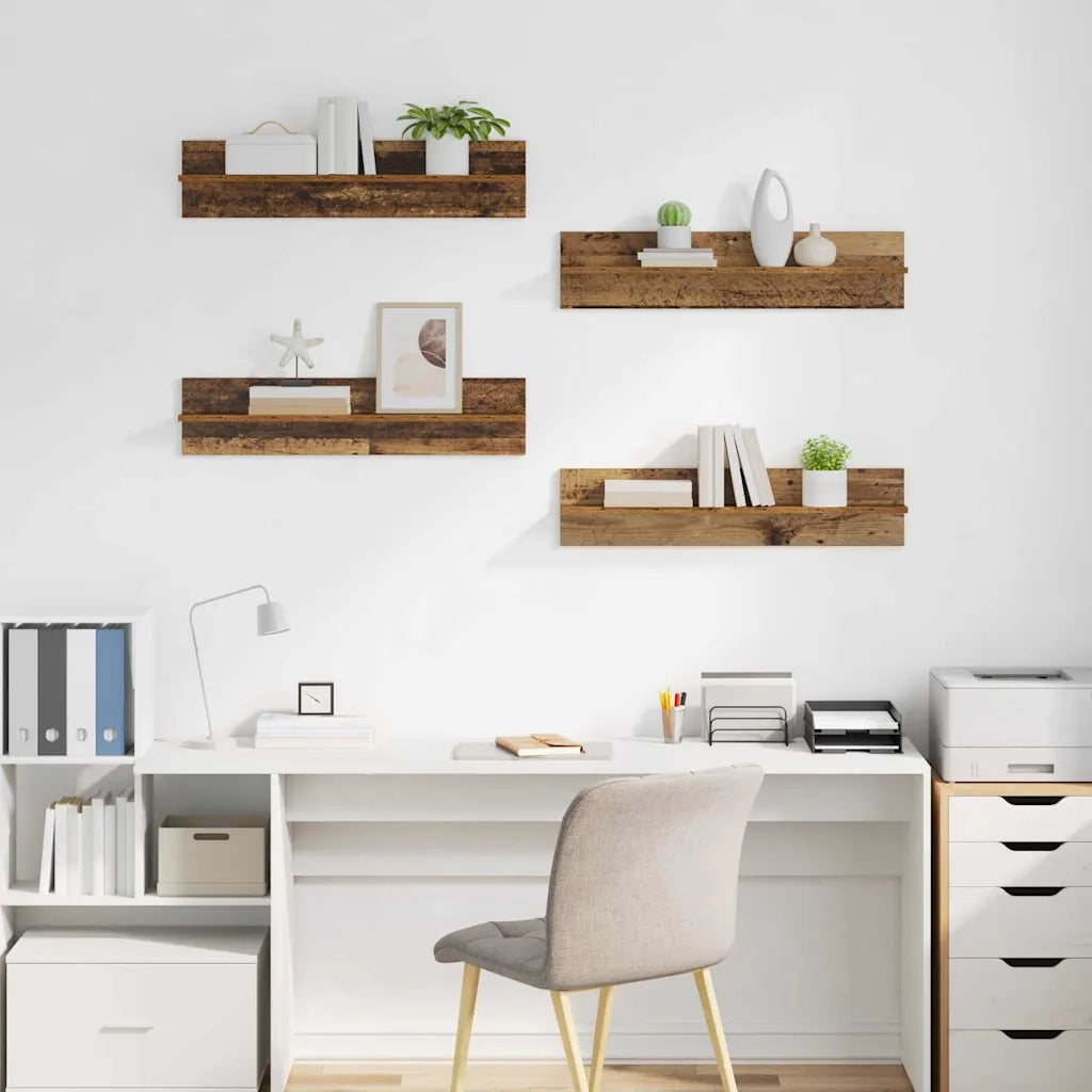 Scaffali da parete 4 pcs Legno vecchio 80 x 11,5 x 18 cm