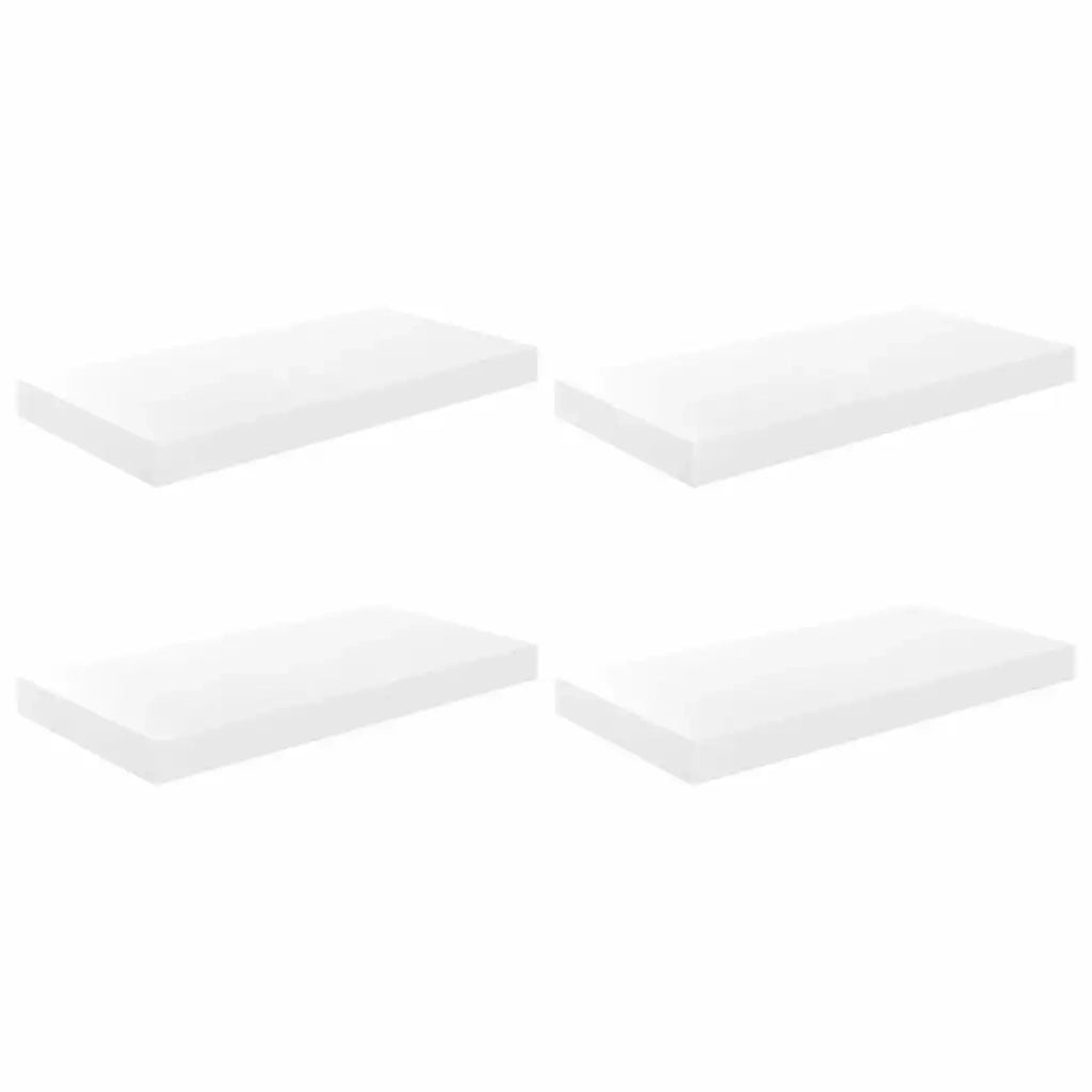 Scaffali a Parete 4 pz Bianco Lucido 50x23x3,8 cm in MDF 323747