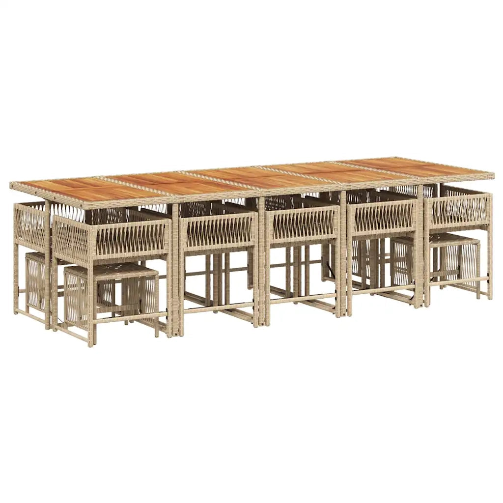 vidaXL Set da Pranzo da Giardino 15 pz con Cuscini Beige in Polyrattan