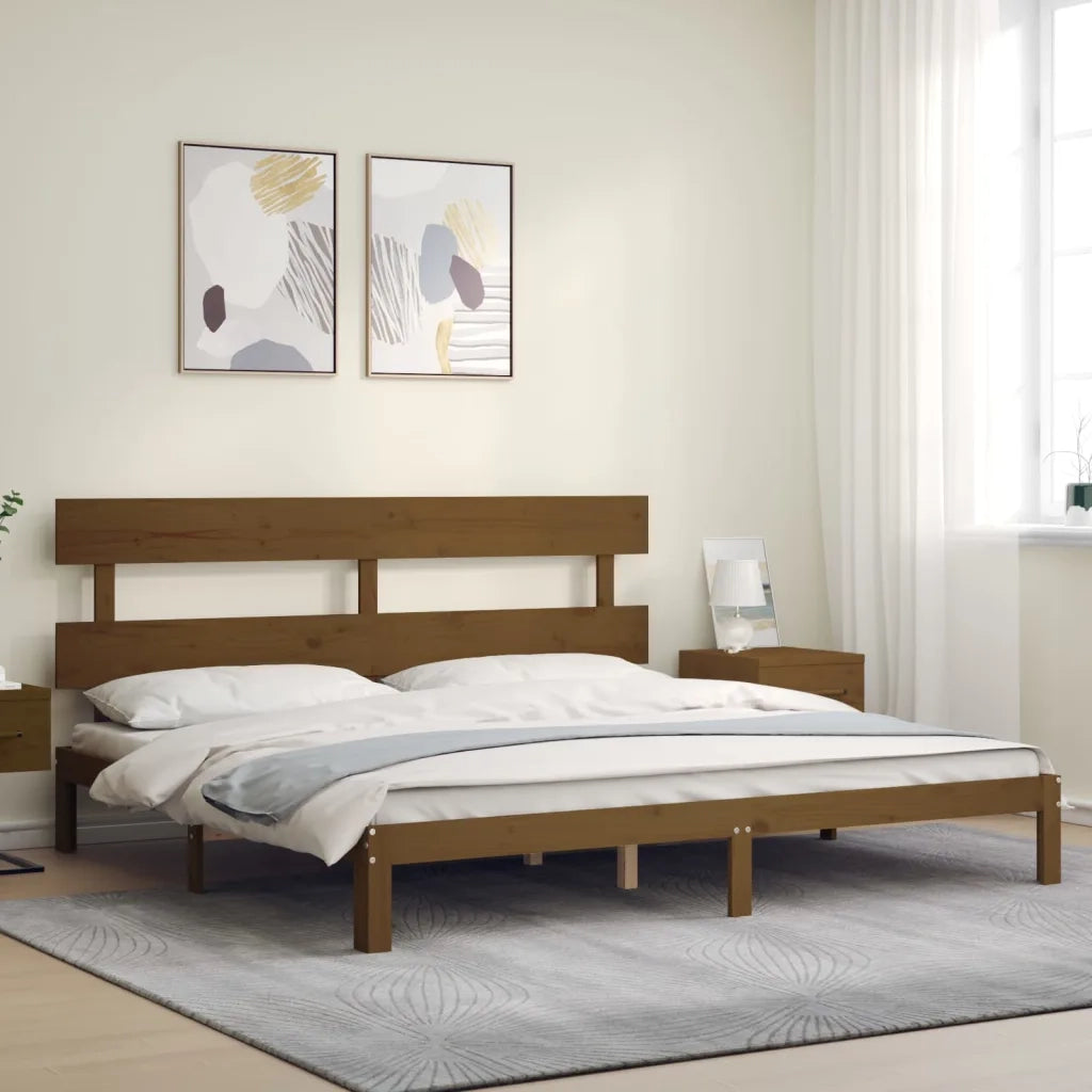 Giroletto con Testiera Miele 200x200 cm in Legno Massellocod mxl 124879