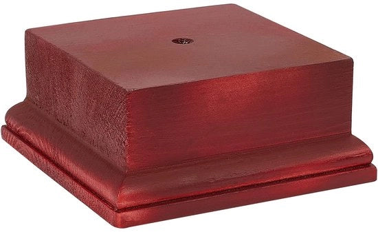 Scaffale di Presentazione Quadrato - Trofeo Base 4,5 x 4,5 x 1,96 pollici - Base Decorativa - Colorazione Scuro Rosso - Materiali in Legno - Arredamento per la Casa - Base di Presentazione