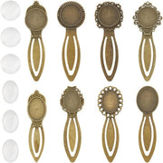 Kit di segnalibro metallico da 16 pezzi in 8 stili | Segnalibro con vetro cabochon in stile vintage | Segnalibro in lega bronzo | Kit per segnalibro da lettura per donne | Ideale per una festa di compleanno