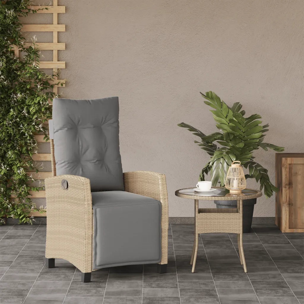 Sedia Reclinabile Giardino | Sedie da Esterno e Poggiapiedi Beige Misto Polyrattan