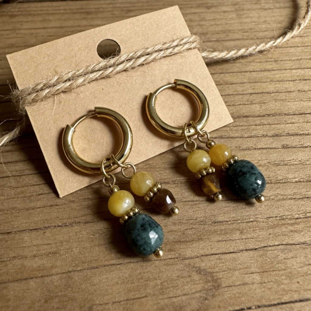 Orecchini di perline fatti a mano color pietra naturale