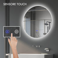 Specchio Bagno Ø60 cm con Luci LED Regolabili Interruttori Touch e Design Antiappannamento
