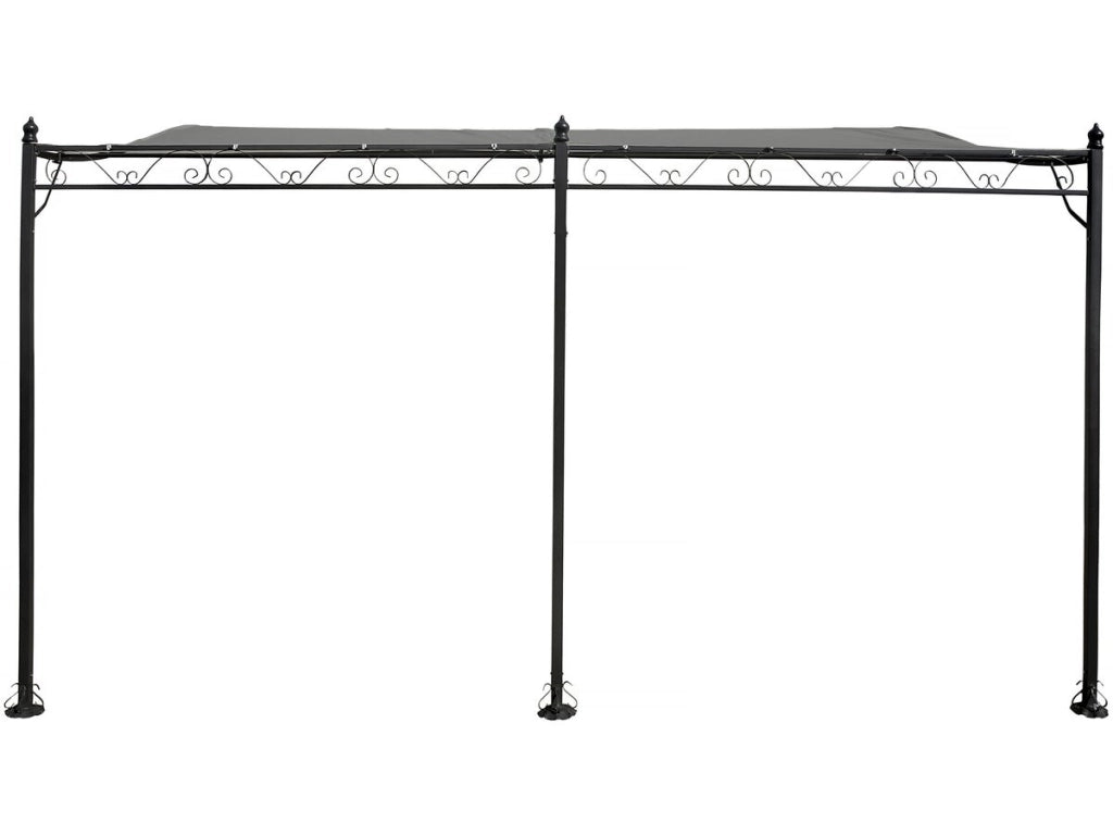 Pergola a tettoia addossata in metallo - 3 x 4 m - Grigio