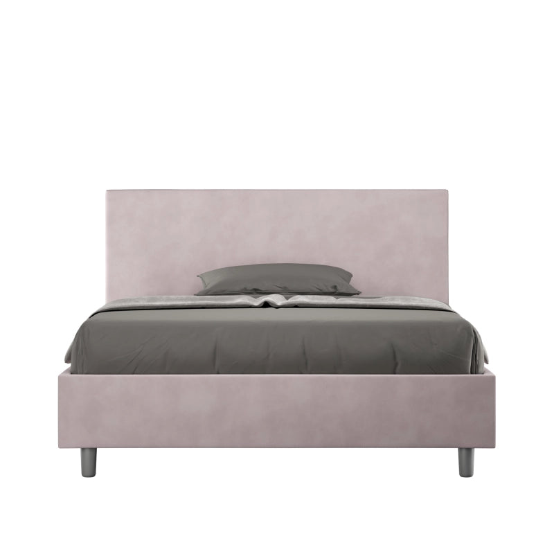 Letto imbottito Matrimoniale francese 140x200 cm Adele - Con rete,Glicine,Microfibra