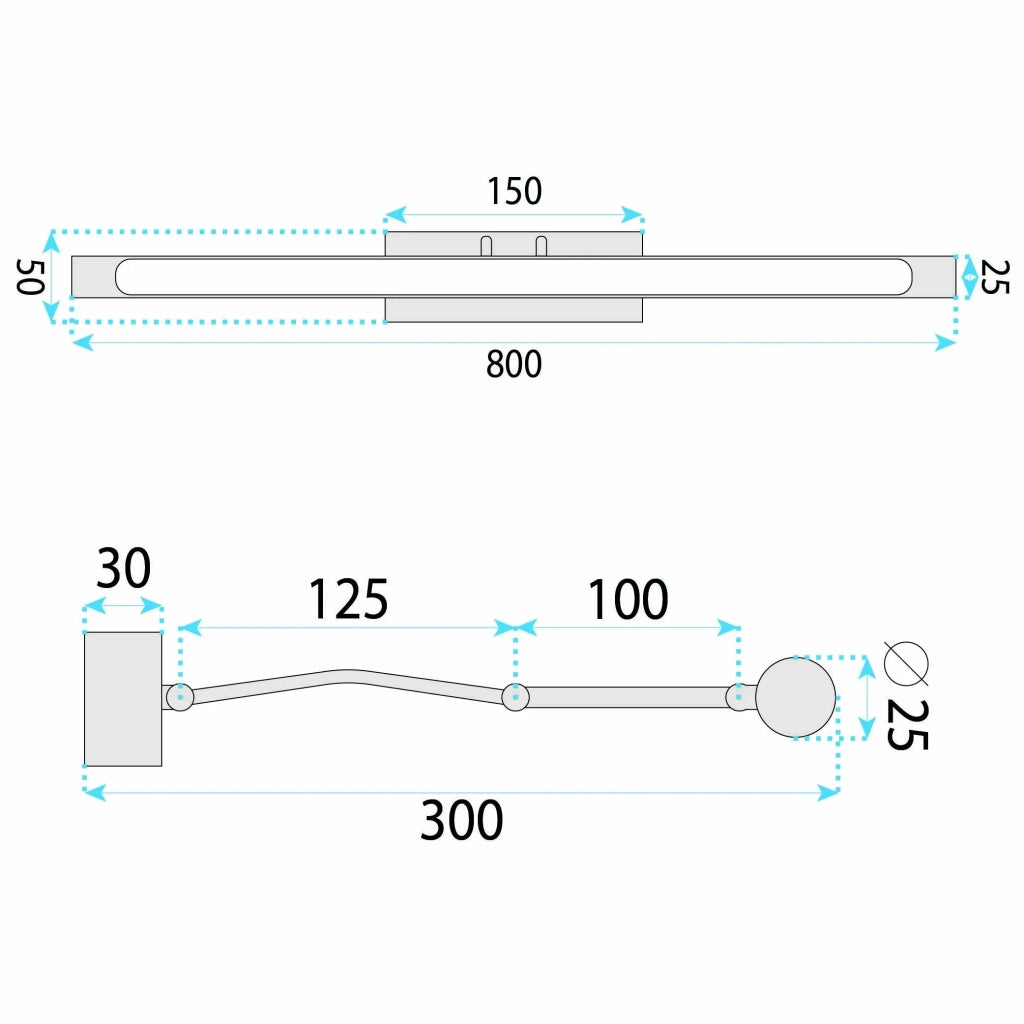 Applique Da Bagno Led Swe021-1w 80cm Gold