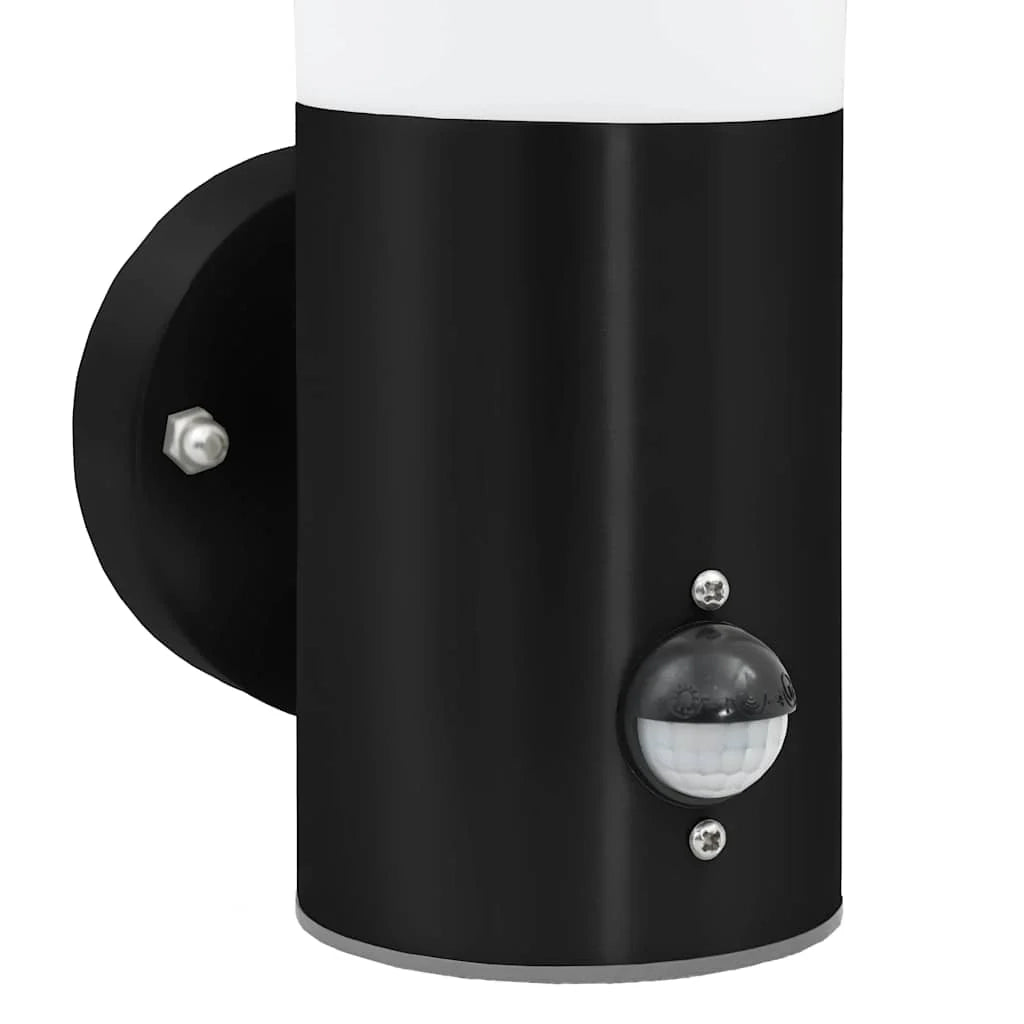 Set di 2 moderne applique da giardino impermeabili 12 x 8,5 x 29 cm acciaio inox nero 02_0056488